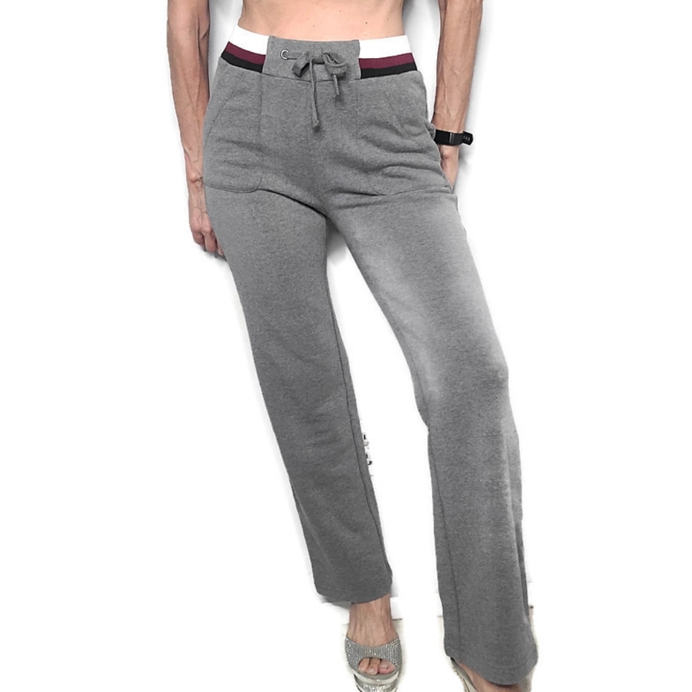 BB Dakota Gray Track Joggers with Maroon & White Waistband